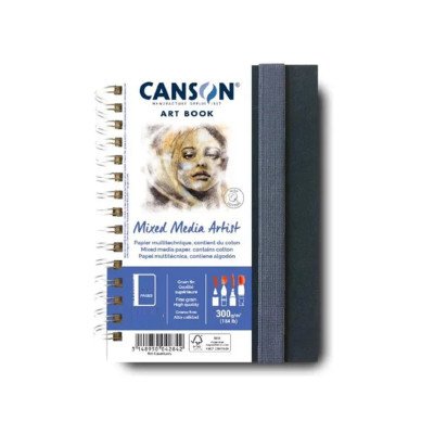 Album Art Book A4 de 300 gramos Mixed Media Artist lado largo espiralado x28 hojas Canson