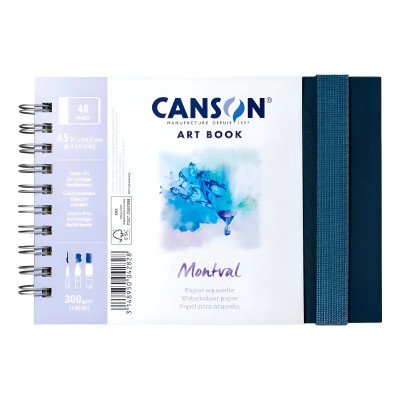 Album Art Book Montval A5 de 300 gramos lado corto espiralado x 24 hojas Canson