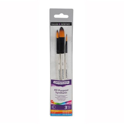 Set de pinceles mango corto Graduate x3 unidades para Acuarela Pelo sintético Daler Rowney