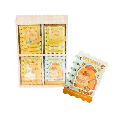 Libreta mini con abrojo tapa dura x 100 hojas rayadas capybara Colours