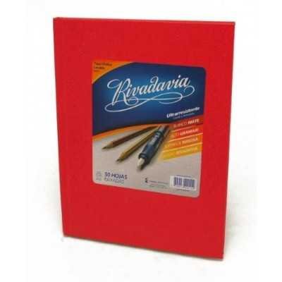 Cuaderno tapa de cartón x 50 hojas rayado rojo Rivadavia