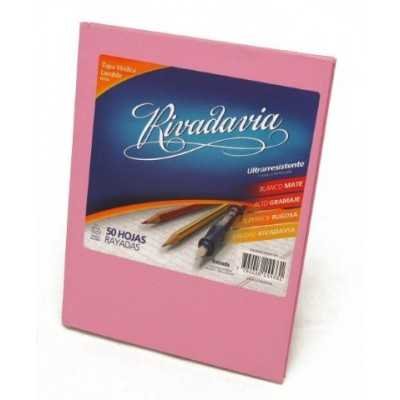Cuaderno tapa de cartón x 50 hojas rayado rosa Rivadavia