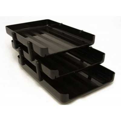 Bandeja oficio de 3 pisos con bisagra Negro Pizzini
