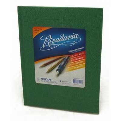 Cuaderno tapa de cartón x 50 hojas cuadriculado verde Rivadavia