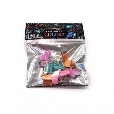 Binder Clip 19 mm SURTIDO PASTEL bolsa x12 unidades Talbot