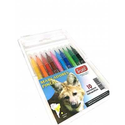 Marcadores PUNTA PINCEL x10 unidades hidrográficos Trabi