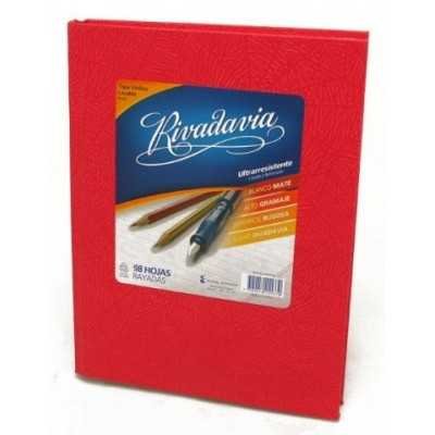 Cuaderno tapa de cartón x 98 hojas rayado rojo Rivadavia