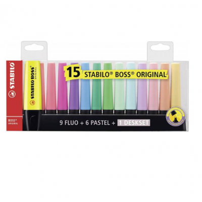 Set Resaltador Boss Original x15 unidades  Stabilo