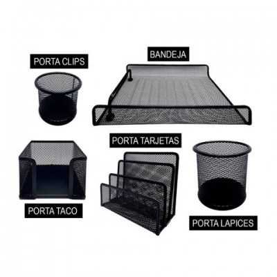 Set de Escritorio 5 piezas de Alambre NEGRO Onix