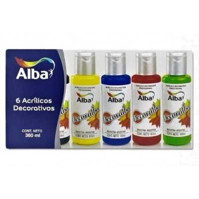 Set Acrílico Decorativo x6 unidades de 60 ml cada una Decoralba