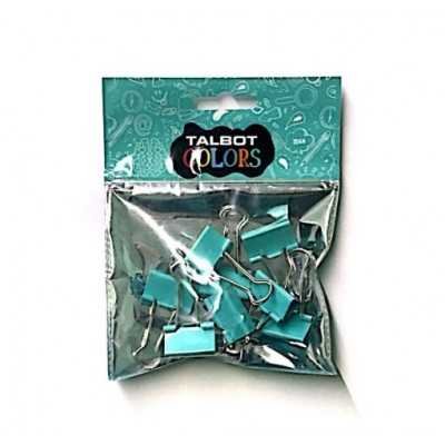 Binder Clip 19 mm TURQUESA PASTEL bolsa x12 unidades Talbot