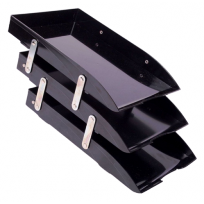 Bandeja oficio de 3 pisos negro con bisagra metal Liggo