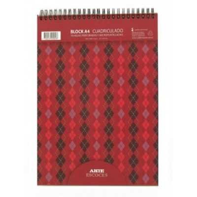 Block con espiral A4 CUADRICULADO x70 hojas ARTE Escocés