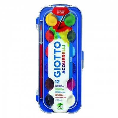 Set de Acuarelas x12 pastillas de 30 mm estuche plástico Giotto