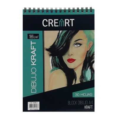 Block Dibujo Kraft A4 anillado CREART 186 gramos x30 Hojas Libesa