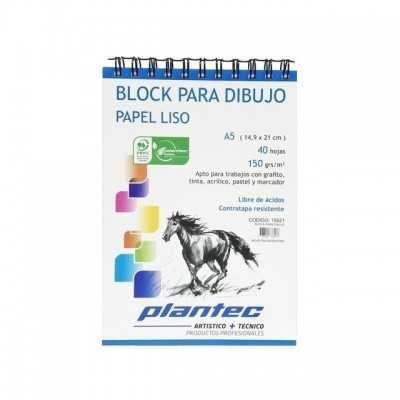 Block Dibujo Anillado A5 BLANCO LISO de 150 gramos x40 hojas Plantec