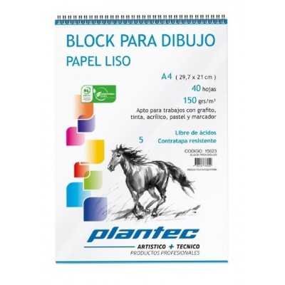 Block Dibujo Anillado A4 BLANCO LISO de 150 gramos x40 hojas Plantec