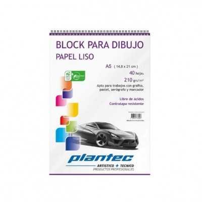 Block Dibujo Anillado A5 BLANCO LISO de 210 gramos x40 hojas Plantec