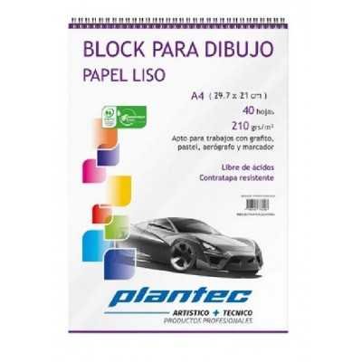 Block Dibujo Anillado A4 BLANCO LISO de 210 gramos x40 hojas Plantec