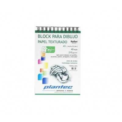 Block Dibujo Anillado A5 BLANCO TEXTURADO de 210 gramos x40 hojas Plantec