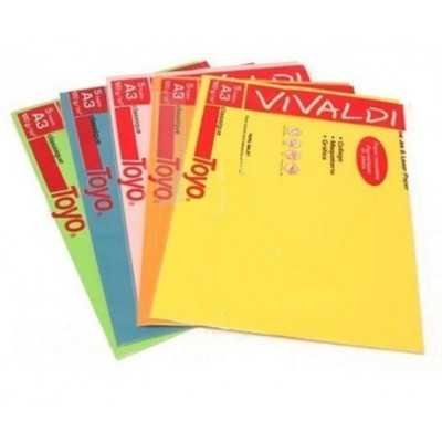 Papel A3 de 120 gramos Vivaldi Pack 5 hojas Toyo x colores