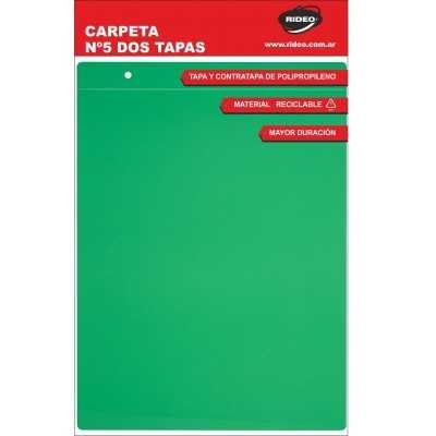 Carpeta Nº5 de dos tapas plástica lisa Rideo x colores