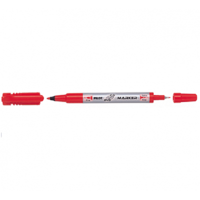Marcador Permanente Twin Rojo doble punta para CD/DVD Pilot
