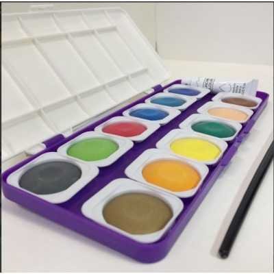 Set de acuarelas x 12 colores en pastillas removibles de 30mm REBHAN
