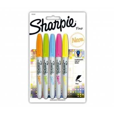 Set Marcador Permanente Fino NEON x5 unidades en blister Sharpie