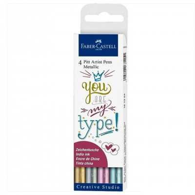 Set de Marcadores Pitt Artist Pen Lettering Metalizado x4 piezas Faber-Castell