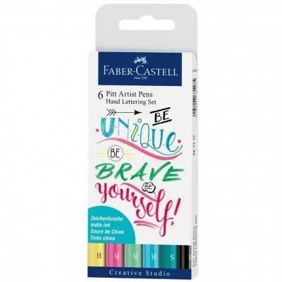 Set de Marcadores Pitt Artist Pen Lettering Pastel x6 piezas Faber-Castell