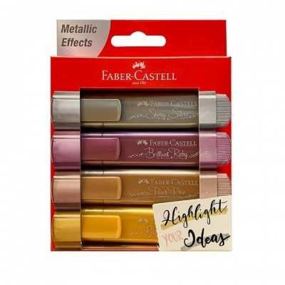 Resaltadores METALLIC EFFECTS  blister x4 (oro, plata, rubi, rosa) Faber-Castell
