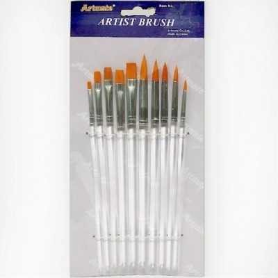 Set de Pinceles Sintéticos ACY-104 Mango Transparente x10 unidades Artmate