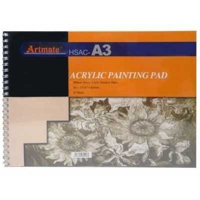 Block Espiralado A3 para Acrílico de 400gr x12 hojas Artmate