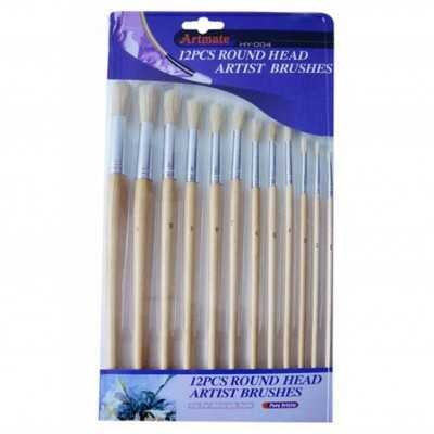 Set Pinceles Cerda Redondos x12 Unidades Artmate