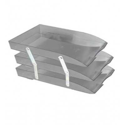 Bandeja oficio de 3 pisos Humo con bisagra metal Liggo