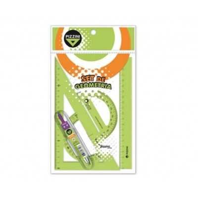 Set de Geometría Escolar de 4 Piezas Nº4214 Pizzini