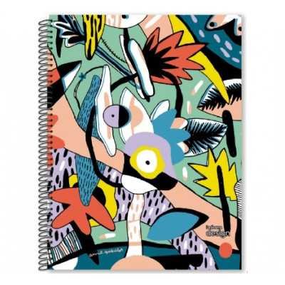 Cuaderno con espiral A4 tapa plastica Design x 84 hojas cuadriculado Ledesma