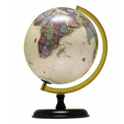 Globo terraqueo antiguo de 25 cm base de madera con inclinación Gloter