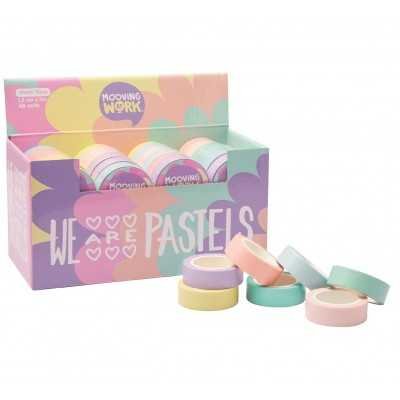 Cinta adhesiva Washi Tape de 1,5cm x5 metros GLITTER PASTEL x unidad Mooving