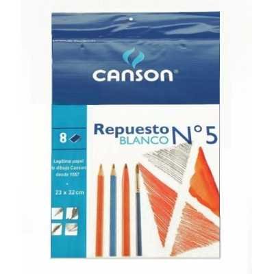 Repuesto Nº 5 dibujo blanco Cansonino de 120 grs x8 hojas Canson