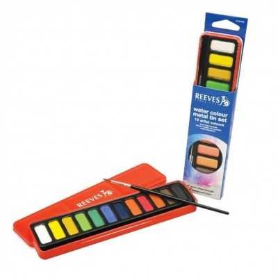 Set Acuarela estuche de Metal x12 pastillas +1 pincel Reeves