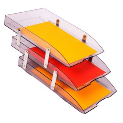 Bandeja oficio de 3 pisos Cristal con bisagra metal Liggo