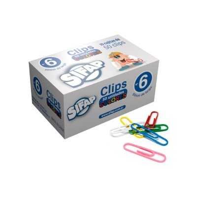 Clips forrados Nº6  COLORES cajita x50 unidades Sifap