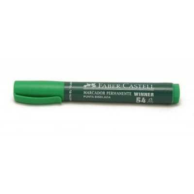 Marcador permanente punta biselada Winner 54 VERDE Faber-Castell