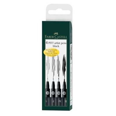 Juego Pitt Artist Pen S-M-F-B Black x4 unidades Faber-Castell