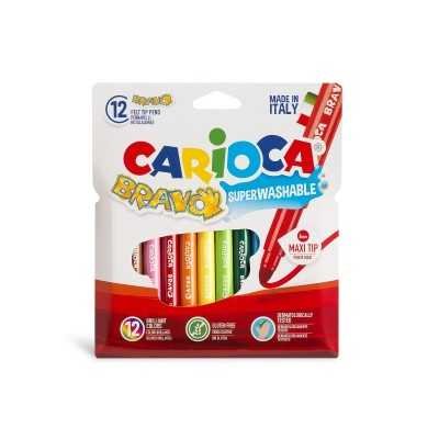 Marcadores Bravo x12 colores maxi punta Carioca