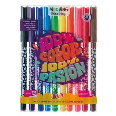 Set Marcadores Coloring x10 colores lavables Mooving