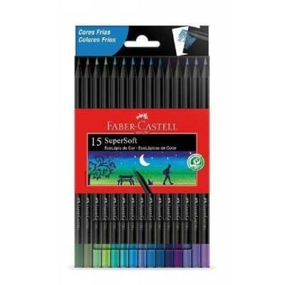 Lápices de color x 15 colores tonos fríos Supersoft Faber Castell