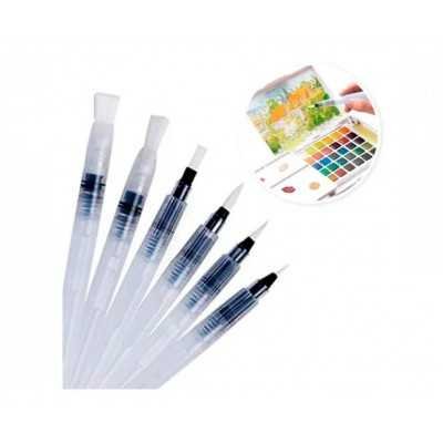 Set de Pinceles Recargables Chatos y Redondos x6 Unidades Van Orley